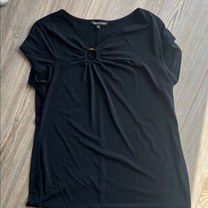 Chic Black Short Sleeve Top with Ring Detail